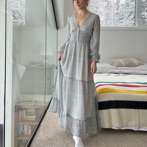 Patrons of Peace Light blue tiered Maxi Dress